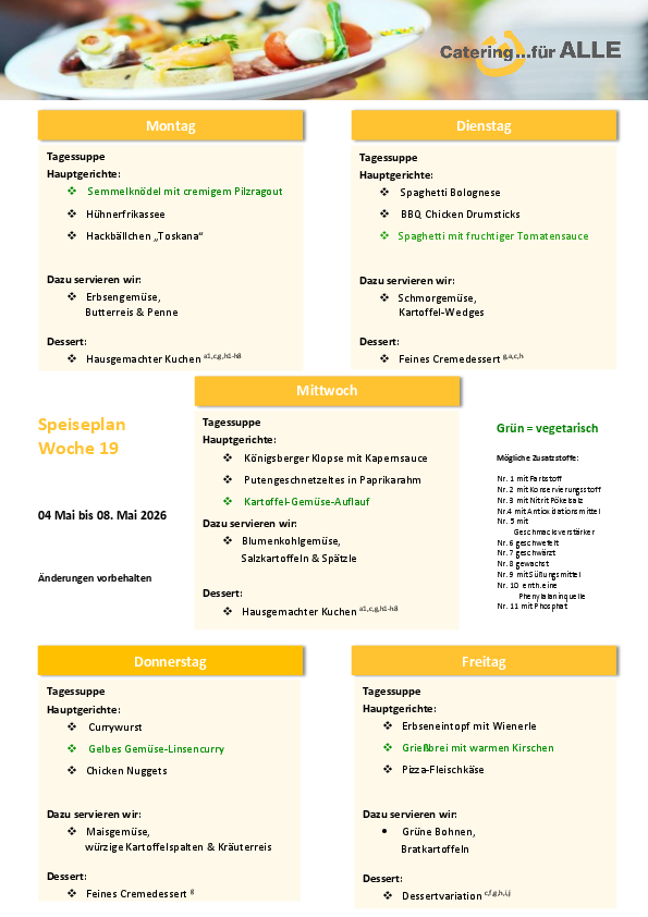 Speiseplan KW 19