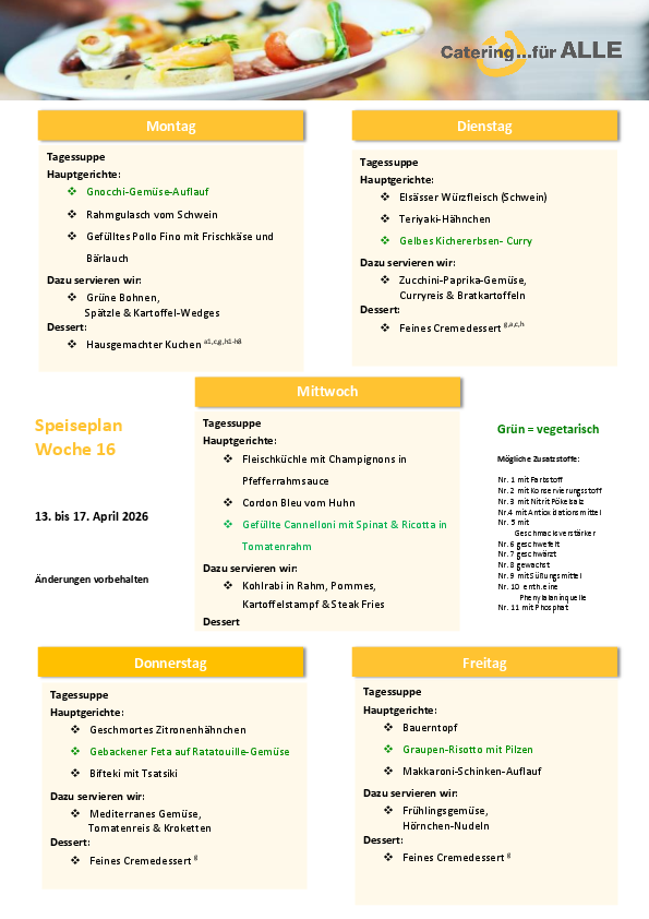 Speiseplan KW 16