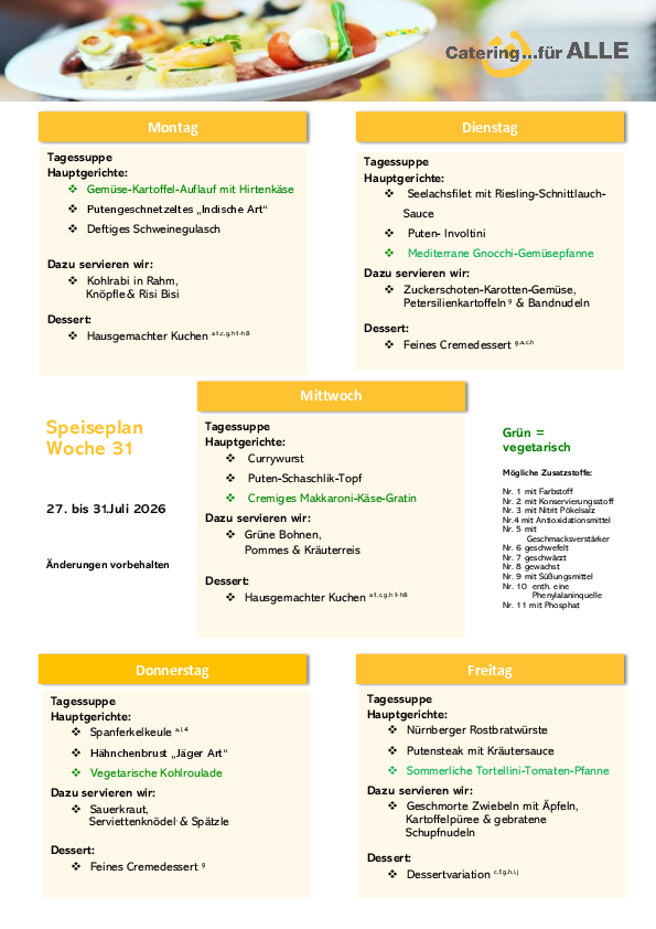 Speiseplan KW 31