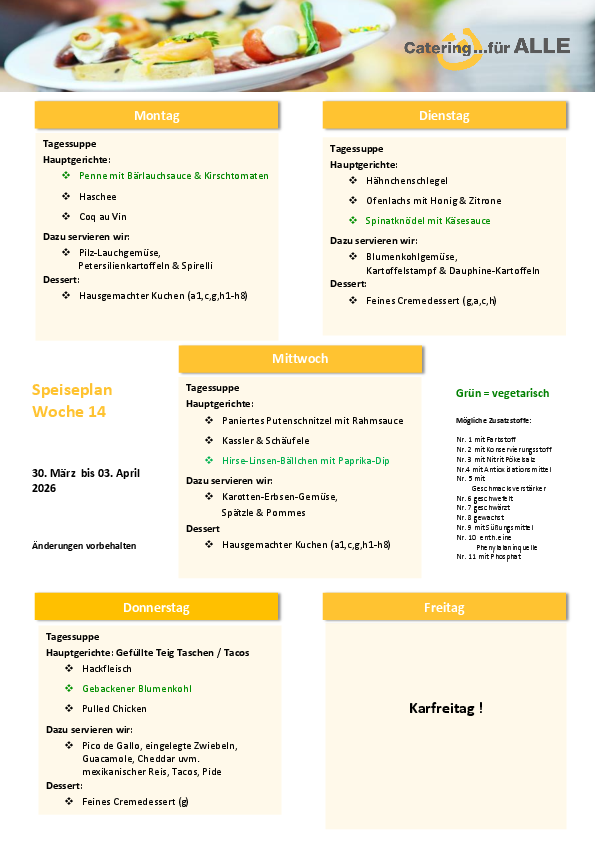 Speiseplan KW 14