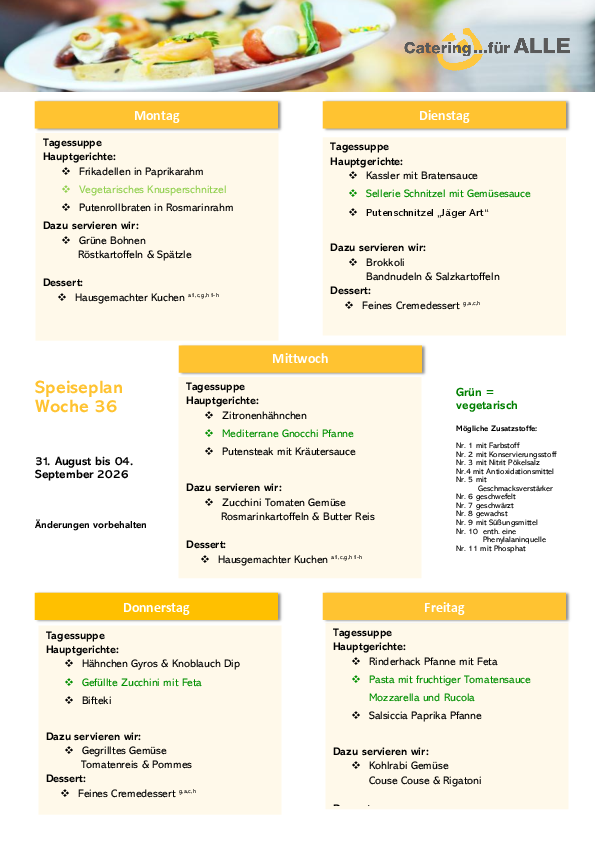 Speiseplan KW 36
