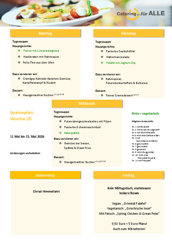 Speiseplan KW 20