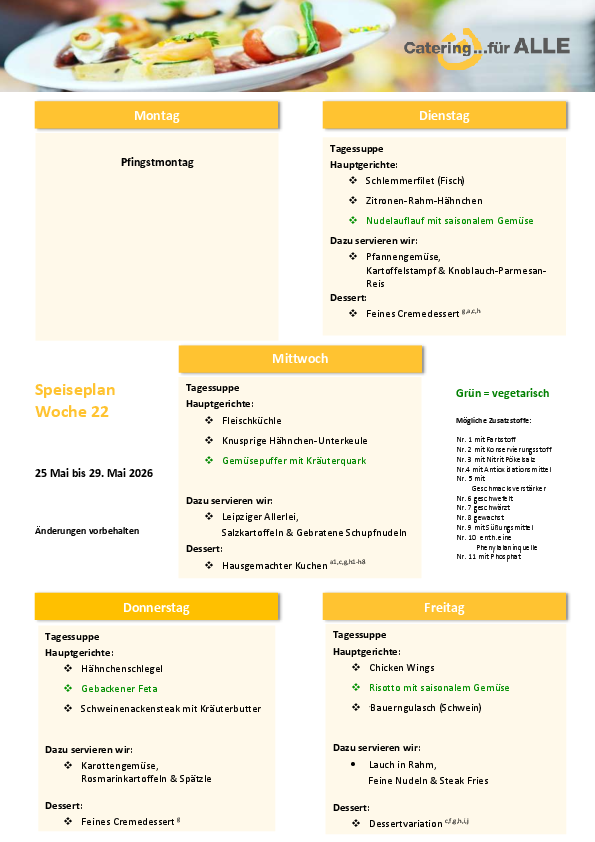 Speiseplan KW 22