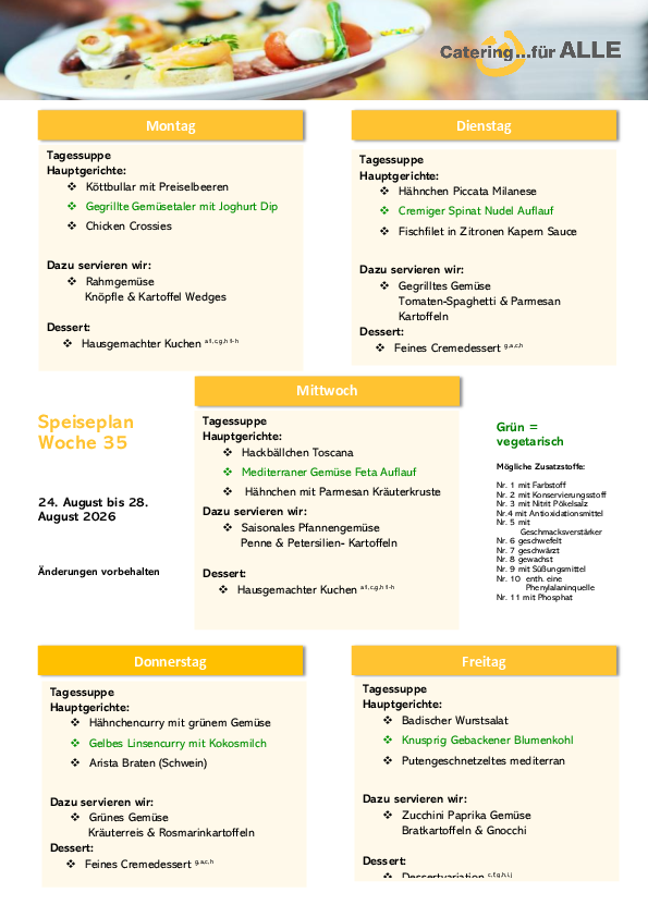 Speiseplan KW 35