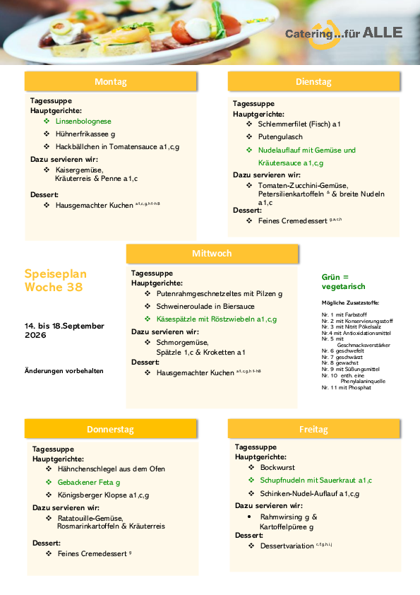 Speiseplan KW 38